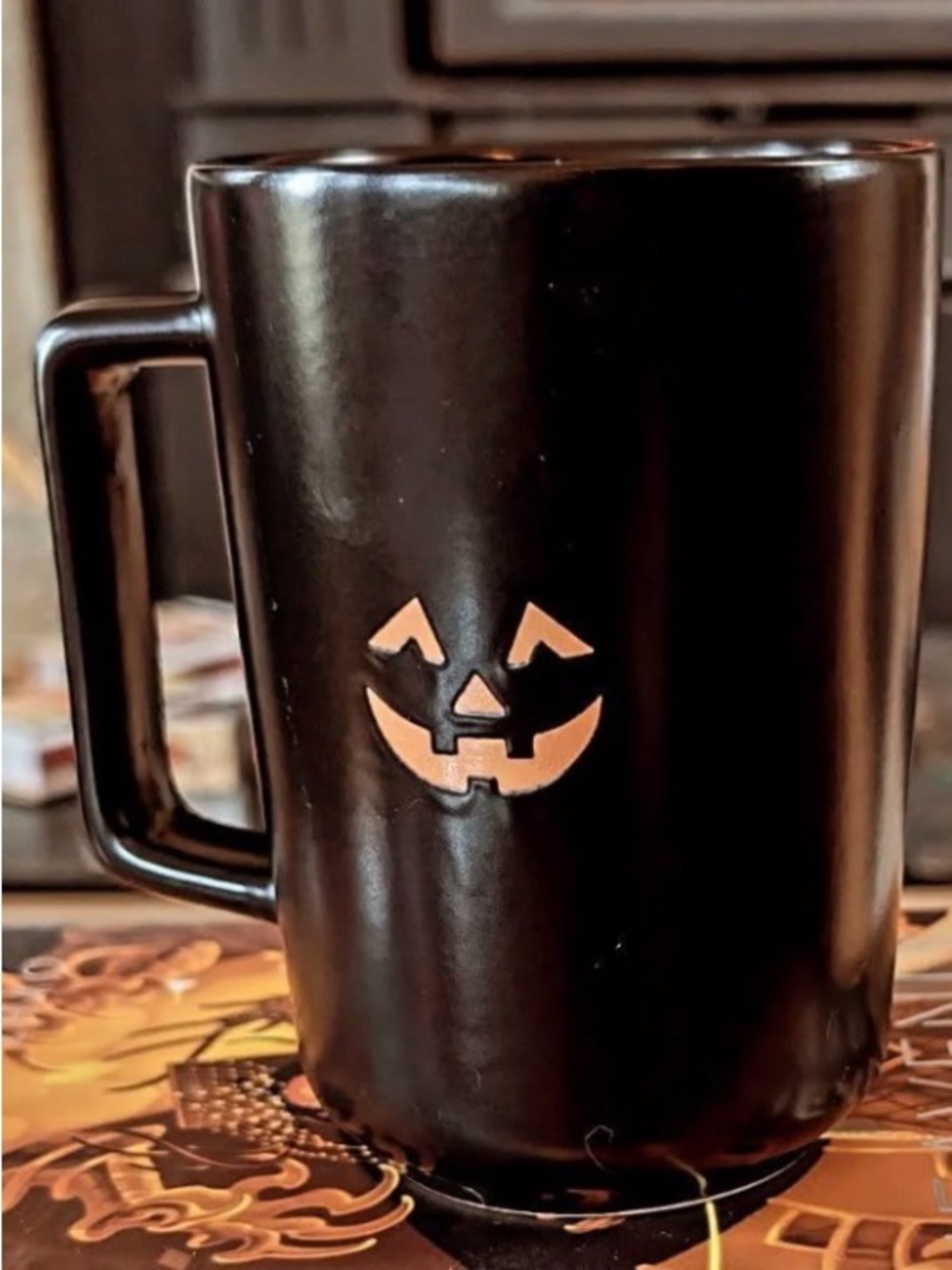MARKET FINDS Black/Orange "Trick or Treat" Halloween Jack-O'-Lantern Ceramic Mug